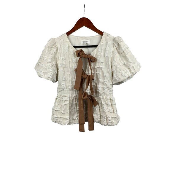 Idem Ditto Textured Romantic Bow Tie Blouse Los Angeles Design - Picture 1 of 6